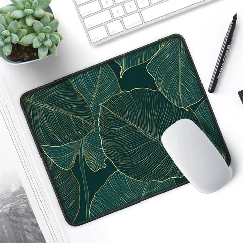 Stitched Edge Mouse Pad With Premium Palm Texture For Smooth Precise Tracking In Gaming Or Office on desk with mouse