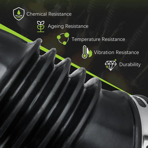 Close-up of reinforced rubber engine air intake hose tube showing durability features for Honda Odyssey 3.5L V6.