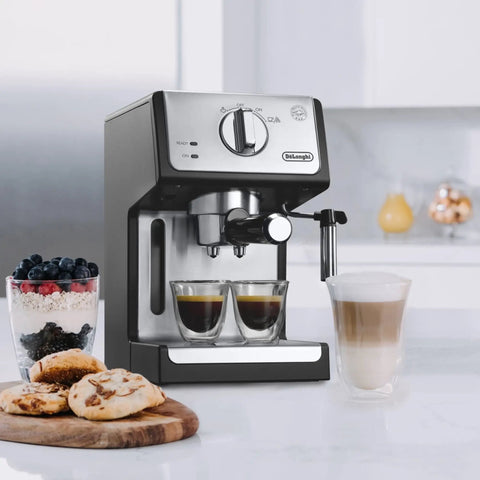 Barista Grade 15 Bar Espresso Machine With Milk Frother And Temperature Control For Home Coffee Nerds Compact Brewer For Espresso Lattes Cappuccinos And Iced Coffee Easy To Clean And Fast Brews shown on countertop
