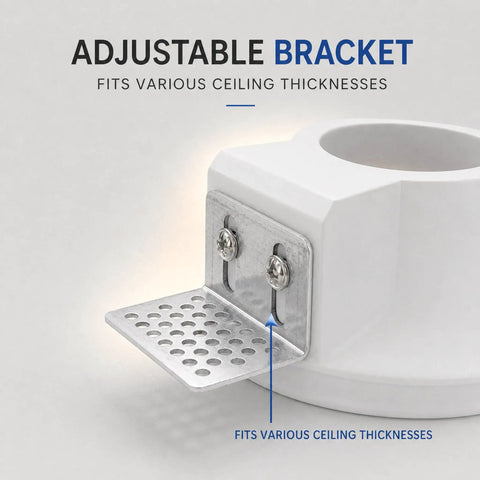 Adjustable bracket for Opaeroo Recessed Plaster Downlight, Flush Mount Ceiling Spotlight 5W GU10 fits various ceiling thicknesses.