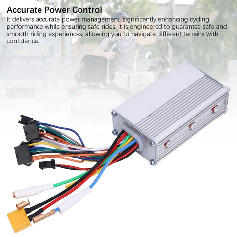 48V 25A 1200W Brushless Motor Speed Controller For Electric Bicycles Scooters ATVs Go Karts Tricycles And Mopeds Delivers Precise Power Management For Smoother Rides On Urban Streets Trails And Off Road Adventures., silver aluminum controller with wired connectors