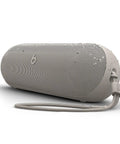 Light gray Pill Wireless Bluetooth Speaker And Portable USB C Charger with all day battery life, IP67 water resistant, Apple and Android compatible
