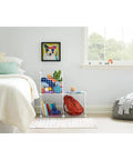 Bedroom with Three Piece Wire Stackable Cube Storage Set White For Closet Bookshelf And Toys Easy To Assemble