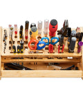 Bamboo Screwdriver Organizer Rack For Desktop Use Handy Hand Tool Stand And Repair Storage Holder Eco Friendly Natural Grain Finish