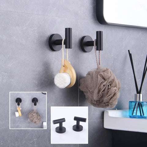 Rock Solid Stainless Steel Towel Hook Wall Mounted Two Pack Brushed Finish SUS 304 Rustproof Coat Rack For Bathroom And Kitchen Modern Hotel Style Easy Install
