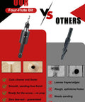 Comparison of Heavy Duty Countersink Drill Bit Set With Adjustable Depth Stop Collar showing cleaner cuts versus other bits.