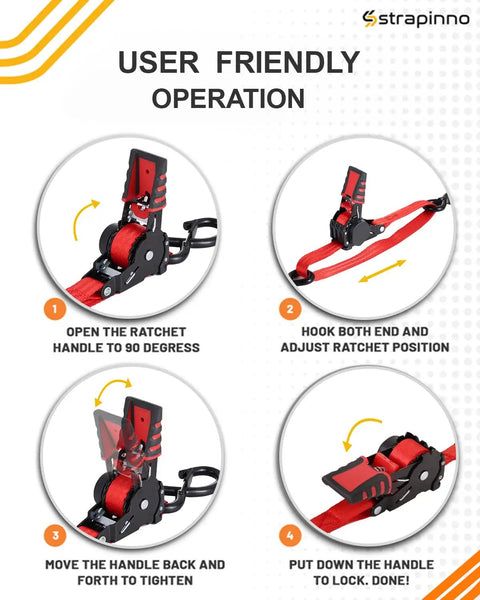 User instructions for retractable ratchet straps for boats and jet skis 1 inch by 2.5 feet heavy duty transom tie downs.