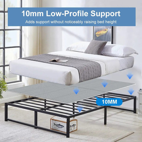 Queen Bunkie Board 60 X 80 Inches Low Profile Bed Foundation With Heavy Duty Non Skid Bottom Rock Solid Under Mattress Support For Platform Beds And Metal Slat Frames To Ditch Sagging showing 10mm support under mattress.