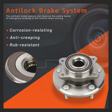 Front Wheel Hub And Bearing Assembly Left And Right 5 Lug With ABS For Dodge Journey 2009 2015 And Ram Promaster showing anti-lock system