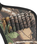 Close-up of camo fabric on Waist Belt Crossbow Arrow Quiver Holder With Camo Strap Lightweight Carrier For Outdoor Hunting