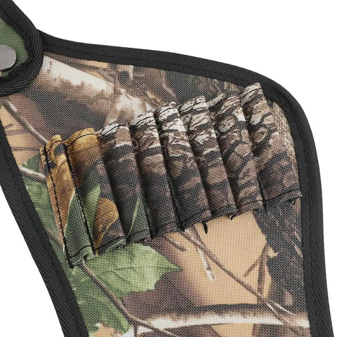 Close-up of camo fabric on Waist Belt Crossbow Arrow Quiver Holder With Camo Strap Lightweight Carrier For Outdoor Hunting