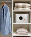 Biometric Fingerprint Home Safe With Quick Access Digital Lock Box 1.2 Cubic Feet White for cash in closet shelf
