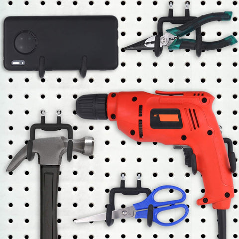 Four Piece Pegboard Hook Set With L Shaped Design For Stable Tool Hanger On Workbench And Garage Pegboard Black Flat Utility Hooks