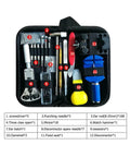 All In One Watch Repair Toolkit For Quick Fixes And Strap Swaps With Back Case Opener Link Pin Remover Spring Bar Remover Replacement Strap Tools And Needle Set 147 Piece Pro Grade Watch Maintenance Kit with tools arranged in a case