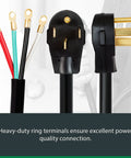 Heavy Duty 4 Wire Range Cord 50 Amp 4 Feet With Right Angle Plug And Strain Relief Durable Ring Terminals Black