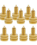 10 Pack Large Bore Tire Valve Adapters External Valve Stem Reducers 22 mm Length Gold Color Built To Last Tire Valve Connector