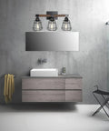 Must Have Farmhouse Vanity Light For Bathroom With Three Lights Rustic Wood And Matte Black Industrial Wall Fixture Over Mirror