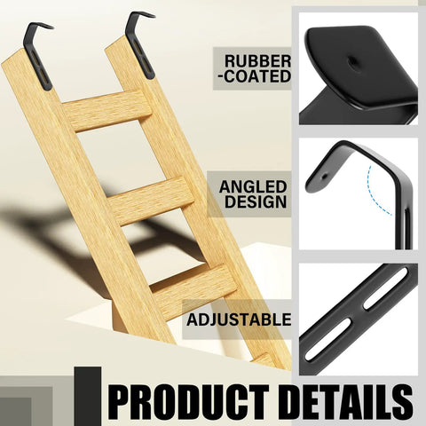 Heavy Duty Angled Bunk Bed Ladder Hooks 4 Pack With Mounting Screws Rock Solid Adjustable Steel Brackets for RV Storage and safety upgrades