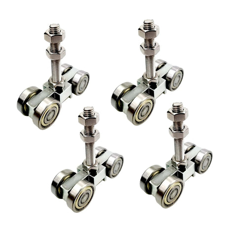 Four Wheel Heavy Duty Trolley Assembly With Silent Wheels For Standard One And Five Eighth Inch Or Taller Strut Channel M10 Bolt Hidden In Groove Pack Of 4 Silver Ideal For Construction And Industrial Use Durable And Quiet With Easy Installation