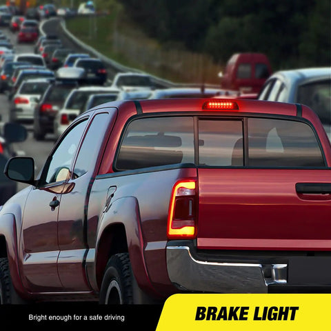 High Mount Third Brake Light LED Upgrade For Toyota Tacoma 1995 2016 Pickup Rear Cab Center Tail Light Replacement illuminated on road