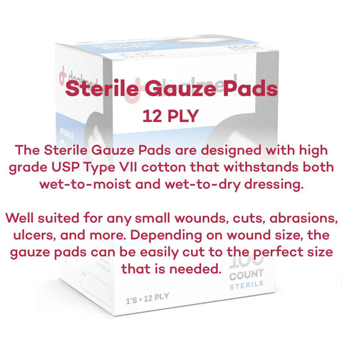 Box of Sterile 2x2 Gauze Pads 100 Count Disposable And Individually Wrapped For Wound Care Go To First Aid Kits And Medical Facilities