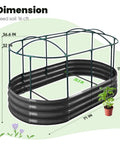 Raised Garden Bed With Clear PVC Cover, Galvanized Oval Garden Box For Outdoors extends the growing season with dimensions.