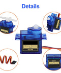 Six Pack SG90 9G Micro Servo Motors for RC Planes Helicopters Boats and Cars MG90S Compatible in detailed angle view