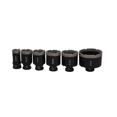 Pro Grade Vacuum Brazed Diamond Drill Bits Set For Porcelain Tile Granite Marble Stone Masonry 6 sizes in black finish