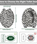 Elongated Resin Toilet Seat for Bathroom measurement guide showing dimensions and compatibility for installation.