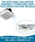 696N R02 B Unit Replacement With C350GN Grille For 695 696N 670 671 689 696MFG Bath Vent Fan Cover shown with components