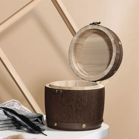 Top Shelf Wood Coffee Canister With Secure Tight Seal Keeps Your Favorite Stash Fresh Smooth Wide Mouth Jar with lid open showing inside.