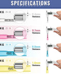 Chart showing specifications of different AWG wire gauges and connector thickness with calipers, including Heavy Duty Heat Shrink Blue Butt Connectors 16-14 AWG Tinned Red Copper Marine Grade Waterproof Wire Splice Connectors For Boat Marine Electronics And Stereo Installations.