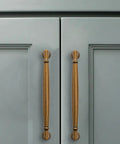 Antique Brass Cabinet Pulls 3-3/4 Inch 96mm 10 Pack Solid Zinc Alloy Heavy Duty Round Cabinet Pulls on grey cabinet doors