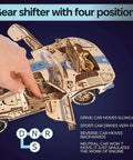 Endurance Racer 3D Wooden Puzzle Kit for Adults, DIY Mechanical Car Model With Realistic Transmission, dashboard and gear shifter