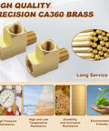 2 Pack Brass Tee Fittings Quarter Inch NPT Female To Quarter Inch NPT Male To Quarter Inch NPT Female Street Tee 3 Way Pipe Joiner