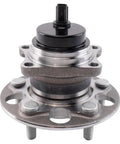 Drop In Rear Wheel Bearing And Hub Assembly For 19-22 Lexus ES300h ES350 And 18-19 Toyota Camry 20-23 FWD 19-23 RAV4 Japan Built 1st VIN J 19-20 Avalon Replacement With Sealed Bearings And Easy Install For A Smooth Ride, view of product featuring metal construction and bolt holes.