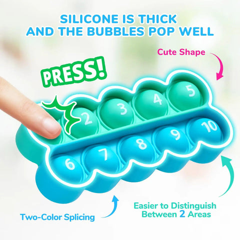Finger pressing silicone fidget toy with numbers for Ten Frame Math Learning Kit With 24 Ten Frames And 20 Task Cards.