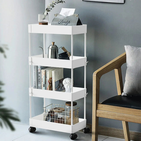 Killer 4 Tier Slim Rolling Storage Cart And Narrow Space Organizer With Zero Friction Casters No Hassle Utility Rolling Rack For Bathroom Kitchen Bedroom Or Cramped Laundry Gap Spaces