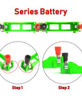 Detailed view of series battery connection steps in Electricity And Magnetism Lab Kit For Classroom Learning Hands On Circuit Building Set For Teachers And Junior High And Senior High School Students Upgraded Edition.