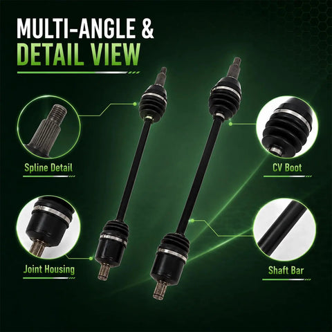 Top Notch Front Cv Axle Drive Shaft Perfect Fit For Polaris Ranger Crew Exp 1000 Plus Rze R S Models Yearly Range, multi-angle view showcasing CV boot and spline detail.