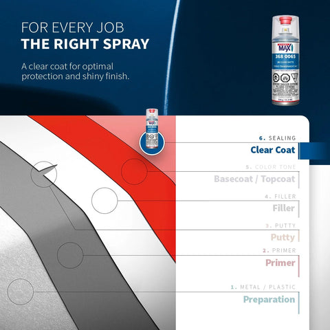 SprayMax 2K Matte Clear Coat spray can; clear matte automotive topcoat for metal surfaces
