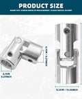 Beefy 8Mm To 8Mm Universal Joint Shaft Coupling Set shown with size measurements