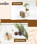 2mm Natural Jute Twine Rope 164 Ft Eco Friendly DIY Crafting String for gift wrapping and holiday decoration, pinecones visible