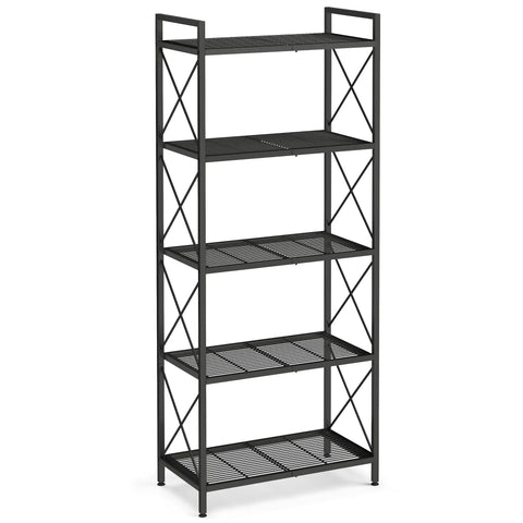Kick The Clutter To The Curb With This No Sweat 5 Tier Steel Storage Rack Featuring Reinforced X Side Frames For Effortless Entryway Kitchen Bathroom Organization