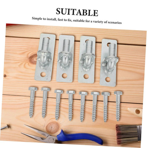 Built Like A Tank Rock Solid Wall Mounted Fence Post Hinges Set Of Four Premium Stainless Steel Gate Brackets With Zero Rust Finish All Season Outdoor Hardware For Next Yard Projects, showing four hinges and screws.