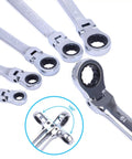 Six Piece Metric Ratchet Wrench Set With Double Box End Flex Heads, 72-Tooth Gear, 5 Degree Swing For Tight Spaces, 8-19mm Range