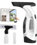 ZRHI cordless window vacuum squeegee; 2200mAh battery, 150ml tank white body, black head; includes spray bottle and pad