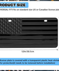 Flag 6x12 Inch Aluminum License Plate Frame With Thick 3D Embossed Metal Tag, universal fit, black anodized finish