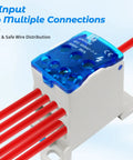Two Pack Heavy Duty DIN Rail Power Distribution Block 80A With One Input Six Output Terminals Electrical Wire Connector Supports 14 To 6 AWG Wire For Home RV Marine Solar Automotive Industrial Wiring, 80A 1-to-6 block