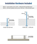 Installation guide for 30 Pack 5 Inch Cabinet Pulls With 3 Inch Hole Centers Zinc Alloy Handles In Brushed Nickel Finish, thread depth diagram.